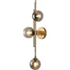 Bokt Mid Century Modern Indoor 3 Lights Globe Wall Sconce Postmodern Smoke Gray Glass Wall Lamp Brished Brass Brish Vanity Light Gold Long Wall Sconce