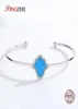 Luck Hamsa Fatima 925 Sterling Silver Women Bracelet armband Blauwe opaal Open Hand Designer armbanden Luxe sieraden Bangle4196966
