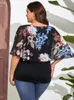 Gibsie plus size stampa floreale 2 in 1 camicetta di chiffon donna estate 2024 manica farfalla coccinelle cimici casual sciolte cime 240419