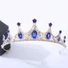 Tiaras Luxus elegante lila Rose rote Kristallkronhaarzubehör Tiara Frauen Party Strassbrautkrone neuer Haarschmuck