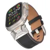 Luxury Crazy Horse äkta läderbandband Steel Buckle Armband Watchband för Apple Watch 3 4 5 6 7 8 8 9 IWATCH 42mm 44mm 45mm 49mm Ultra Band Straps