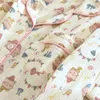 Ropa de dormir para mujeres Pajamas Pajamas Gasza de algodón puro tela crepe de crepe de manga delgada de manga larga y otoño de verano Cárdiga