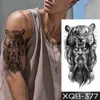 Tiger Lion Wolf Waterproof tymczasowa naklejka na tatuaż dla mężczyzn Tribal Transfer Flash Tatoo ramię rękawa