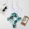 Swimwear femminile 2024 Stampa fogliare Donne Skinny One Piece Swimsuit Maio Biquini Mujer Trikini Banador Monokini Bikini Badpak Maillot Femme