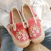 Casual Shoes Yourseason Ladies Embroider Retro Round Toe 2024 Cotton Linen Floral Concise Handgjorda Bekväma kvinnor Girls Flats