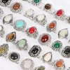 20pcs / lot vintage Luxury Rignestone Opal Stone Rings pour femme d'anniversaire Bijoux de doigt Accéories Gitfs Mélange Style 240414