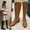 Boots Autumn Winter Woman's 2024 High Quality Brown Long Simple Versatile Ladies Knee-High Botas Largas De Mujer