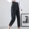 Jeans féminins streetwear long pantalon de la taille lâche épaissie de jean haute taille en peluche droite haren 90s Vintage Vintage