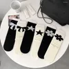 Donne Socks Star Flower Personality Cotton Bowknot Ins Style Hosiery Anti-slip Balletcore Bow Club