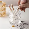 Opslagflessen multifunctionele creatieve transparante kristalglaspenhouder ornamenten Noordse ins-bal make-up borstel emmer