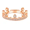 Cluster Rings Europe och USA S925 Silver Ladies Ring Princess Crown Inlaid Gemstone 5A Zircon Diamond Jewelry