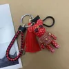 Keychains Bedanyards de couro corda BOMGOM POPOBE Chave -chave de chavel brilhante Bolsa de chavel Bolsa Bolsa de saco de pingente preto Rhinestone Eyeglass Urso q240429