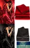 95gsm 4 PCE Luxury Satin Silk Soft Queen lit Filt ajusté Ensemble rouge noir7393652