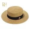 Ladi Sun Boater Flat Hats Small Bee Sequins Stro Retro Goud Getroffen Vrouwelijke Sunshade Shine Cap RH8406562