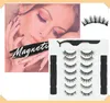 7 par magnetiska ögonfransar falska fransar 2st flytande eyeliner tweezer set 3d magnet falska ögonfransar naturligt återanvändbart inget limbehov4525751