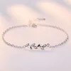 Chaîne 925 STERLING Silver Ladies Bracelet Lucky Leaf Silver Bracelet Girl Garm Simple Couple Love Gift Christmas Gift Bijoux 8 pouces