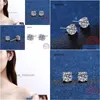 Pendientes de moissanite reales de estudio de 14k Sterling Sterling Sier 4 Prong Diamond Arring para mujeres Men oído 1ct 2ct 4ct Drop entrega dhejb