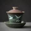 Ретро китайский чай кунг -фу чай ручной работы керамика Gaiwan Teacup Fair Cup Высококачественный творческий чайный чайник ручной работы Tiki 240428