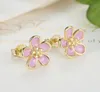 Wholesale-Pink Sakura Ring Luxury Designer Jewelry for with original box plated 18K gold high quality ladies earrings holiday gift1743373