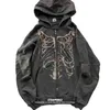 Heren Hoodies Sweatshirts Hooded Shirt Y2K Gothic Strwear Print Mens Sweater Nieuwe damesronde Retro H240429