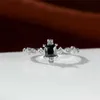 Band Rings Retro mens black zircon RSsquare crystal small stone wedding silver engagement ring J240429