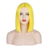 Gradiente Wig feminino Fluffy Trim Bobo Head dividido curto corante de cabelo reto