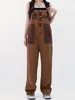 Women's Jeans Trashy Style Casual Pockets Sleeveless Jumpsuits Vintage Loose Brown Trousers Women Y2K Denim Rompers Summer