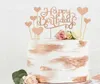 Happy Birthday Cake Toppers Glod glitter letters decoration with love star Party decor Decorations Set of 7 XB12145841