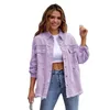 Trous bruts de veste en jean femme printemps automne chemise de style jeancoat décontracté rose rosée orange violet extérieur coat de lady 240423