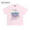 Men, camiseta 24sss, rosa Young Thug Spider 555555 Mans Women Women Station Foming Impressão Padrão da Web Tshirt Fashion Top Tees