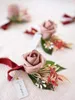 Fiori decorativi d-seven artificiali 1.5 "e 2" rosa polverosa 25pc boccioli realistici rose petite con stelo per nozze fai-da-te boutonniere