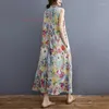 Vêtements ethniques 2024 Chinois Robe Qipao améliorée Vintage sans manches Cheongsam National Flower Print Oriental Elegant A-Line