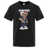 T-shirts voor heren dragen een teddybeer met een gouden ketting mannen dames t-shirt comfortabele t-shirts zomer katoen hiphop kleding losse grappige kleding y240429