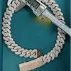 Bracelet de chaîne de liaison cubaine de 22 mm Moisanite Bracelet en or solide et argent avec étincelle éblouissante avec un éclat éblouissant