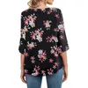 Women's Blouses Women Casual Blouse Top Office Lady Fashion Print Loose Shirts Blusas O Neck Three Quarter Sleeve Camisas Blusa Feminina