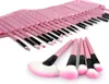 Benuola per trucco pro 32pcs tampontina rosa custodia per campeggio cosmetico morbido superiore kit di pennello per trucco cosmetico T7013690896