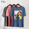 T-shirt pour femmes Blesyuki personnage esthétique T-shirt imprimé Femme Summer Nouveau Harajuku Coton doux T-shirt Womens Kawaii Vintage O-Neck TOPWX