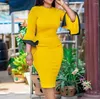 Casual Dresses Women's Dress 2024 Fashion Solid Color Elegant and Wrapped Hip Ladies Office Pencil High midja