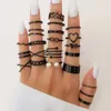 Band Rings IFMIA Punk Black Butterfly Ring Set Womens Vintage Geometric Metal Cross Heart 2023 Fashion Trend Jewelry Gifts Q240429