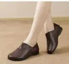 Casual Shoes Classic Women Flats Ballet Cut Out Leather Breattable Black Boat Ballerina Ladies Retro Flatshoe