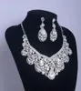 Retro Vintage Designer Wassertropfen Hochzeit Schmuck klares österreichischer Kristall -Strass -Ohrringe Halskette Schmuck Sets1068284