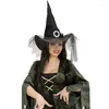 Berets Frauen Kostüm Hexenhut Halloween Party Kopfbedeckung Weitkranz Wizard Erwachsener Rollenspiel Festival Carnival Cosplay Po Requisiten