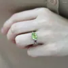 Cluster anneaux MH S925 Silver Natural Peridot Stone Retro Elegant Classics Birthday Gift Girl for Women Fine Jewelry Femme