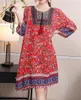 Casual Dresses Spring Ethnic Style Print Boho Dress Elegant Loose Flower Beach Party Knee Women Fashion Small Floral Fragments Vestidos