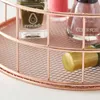 Kosmetischer Organizer Rose Gold Metal Art Nordic Make -up Storage Box Eyeliner Pen Cup Tisch Kosmetik Runder Korb Q240429