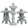Estatuetas decorativas 3 PCs artesanato mini estátua de lanterna de pagode