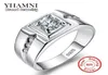 Yhamni Classic Men Ring Set 6mm 1 Carat CZ Diamond Engagement Ring 925 Anneau de mariage en argent solide pour hommes bijoux entièrement RJ29N4055927943067