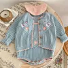 Spring Baby Girls Girls Trithed Clothing Set à manches longues en tricot à manches longues pour enfants en tricot à manches longues Suit 240424