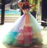 Rainbow Prom -jurken Ball Jurk 2020 Sweetheart gelaagde Tule kleurrijke prom Zoet 16 feestjurk met bloemen Quinceanera -jurk even5317242