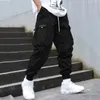 Mode Männer Frachthosen Herrenhosen Hip Hop Joggers Taschen Lila Männer Streetwear Jogginghose Korean Knöchel-Länge Hose 240429